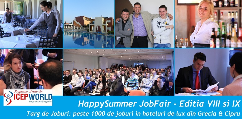 HappySummer JobFair - Editia VIII si IX: Inscrie-te si participa la cel mai mare targ de joburi din Grecia sau Cipru si obtine unul din cele 1000 de joburi puse la bataie!
