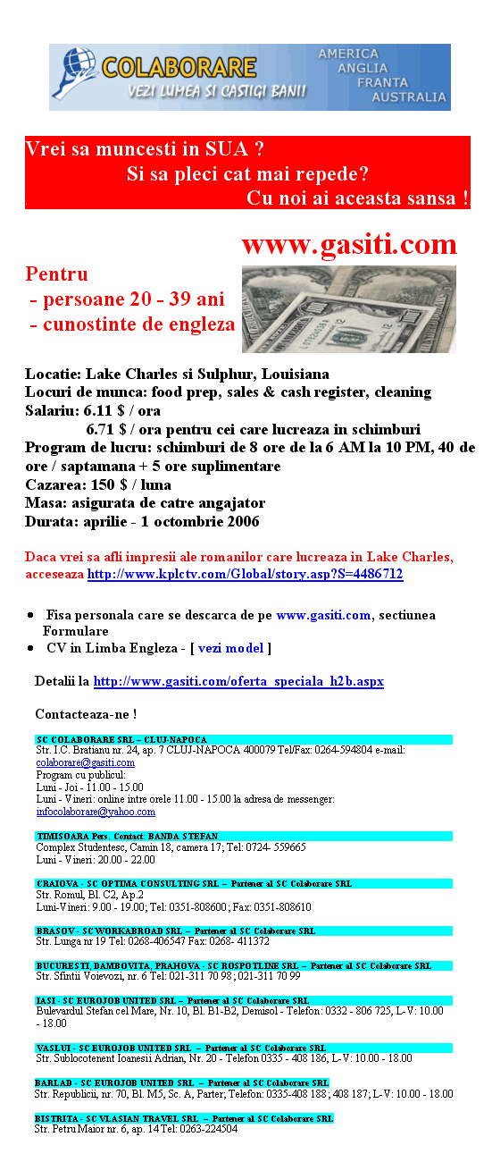 Targ de locuri de munca SUA