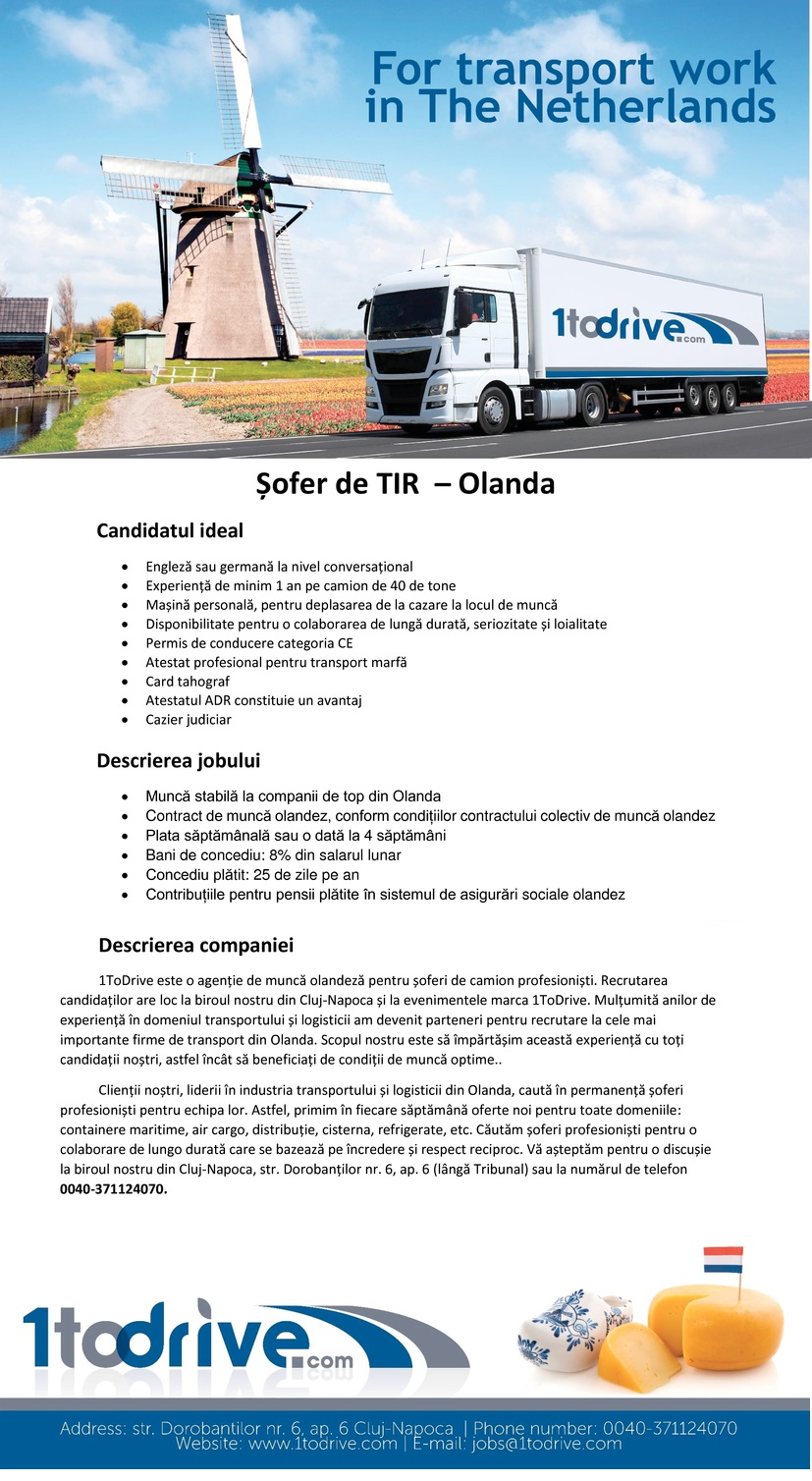 Salariu sofer tir olanda