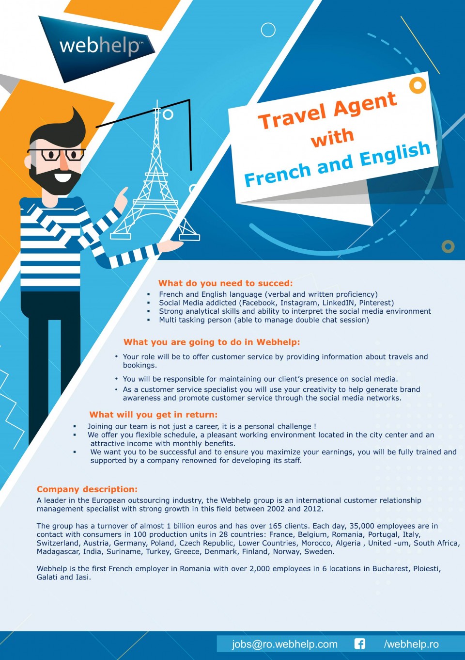 travel agent with french and english  webhelp romania