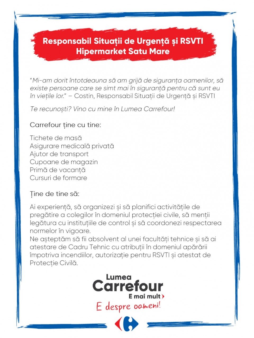Responsabil Situații De Urgență și Rsvti Carrefour Satu Mare