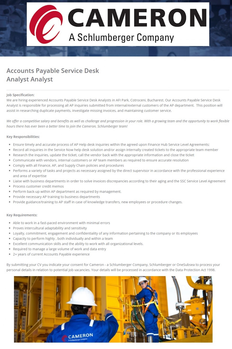 Accounts Payable Service Desk Analyst Cameron Apply On Ejobs