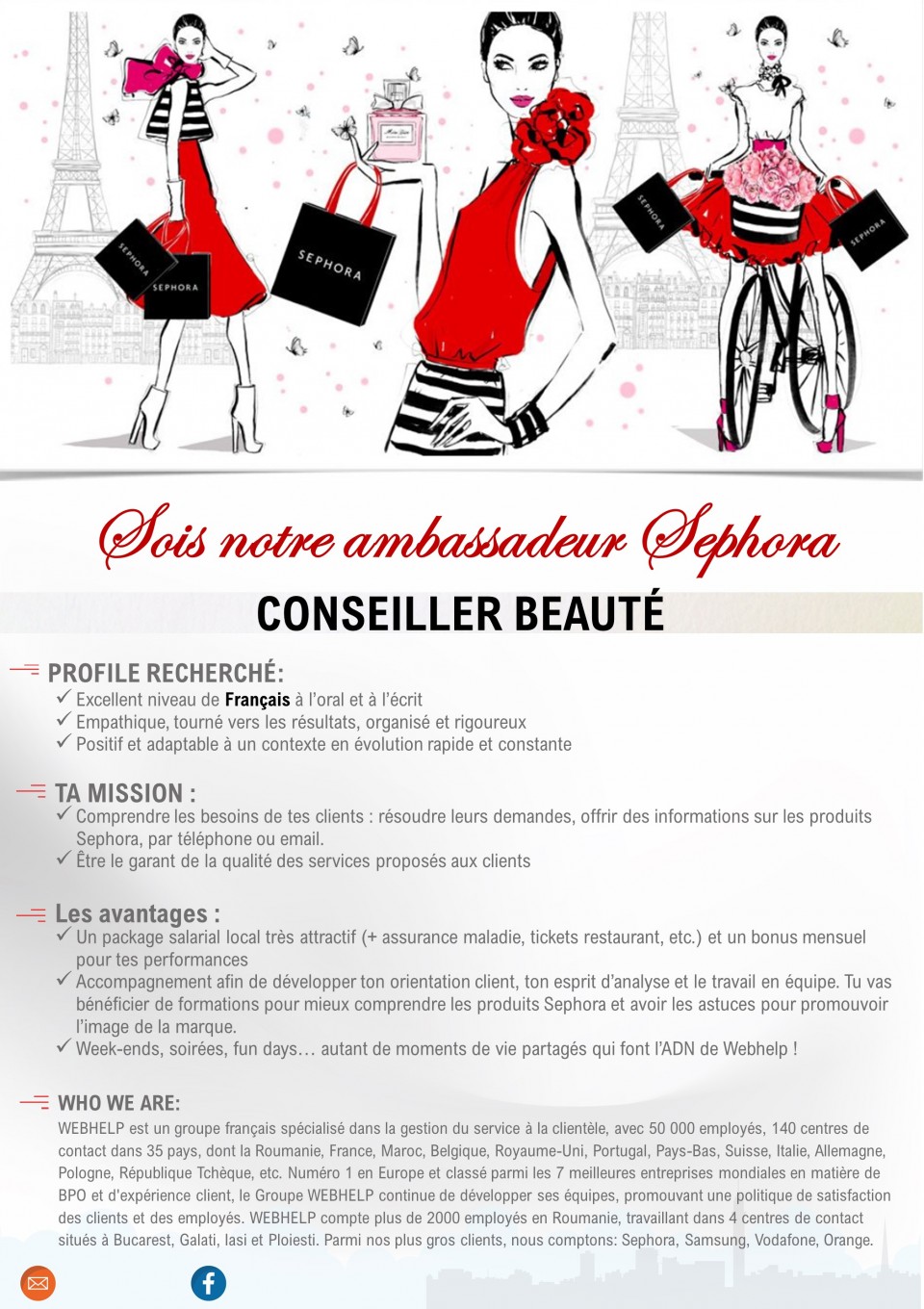 Conseiller beauté Sephora France, WEBHELP ROMANIA Aplica pe eJobs!