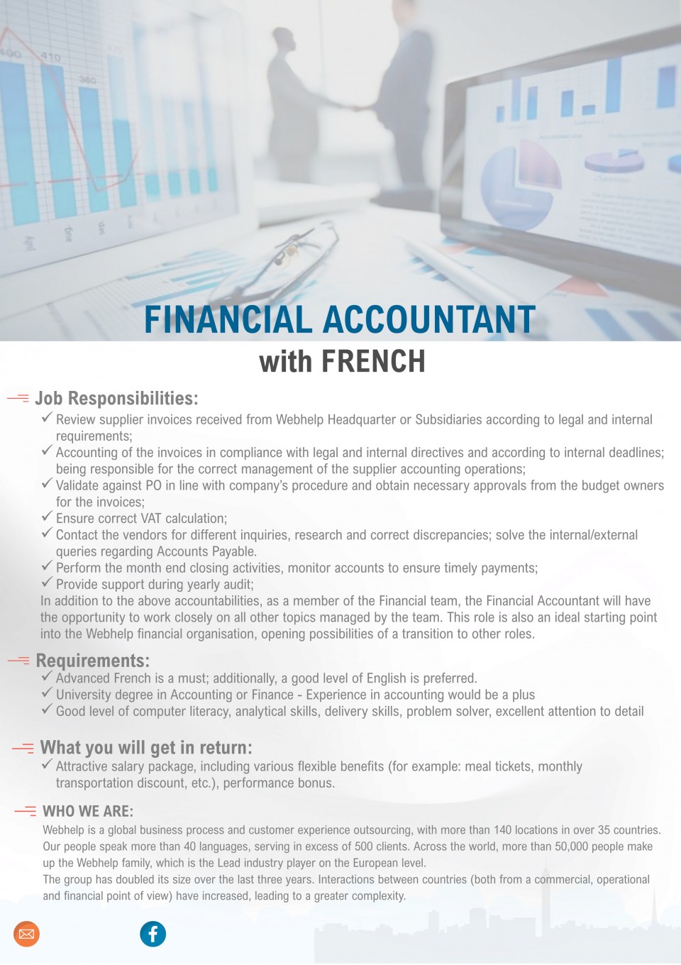 FINANCIAL ACCOUNTANT with FRENCH, WEBHELP ROMANIA Aplica pe eJobs!