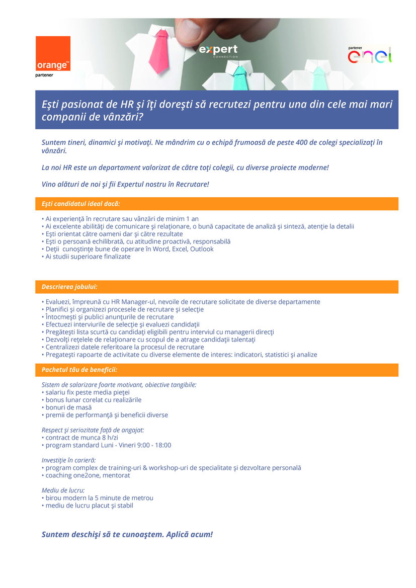 Specialist recrutare SC EXPERT CONNECTION SRL Aplica pe 