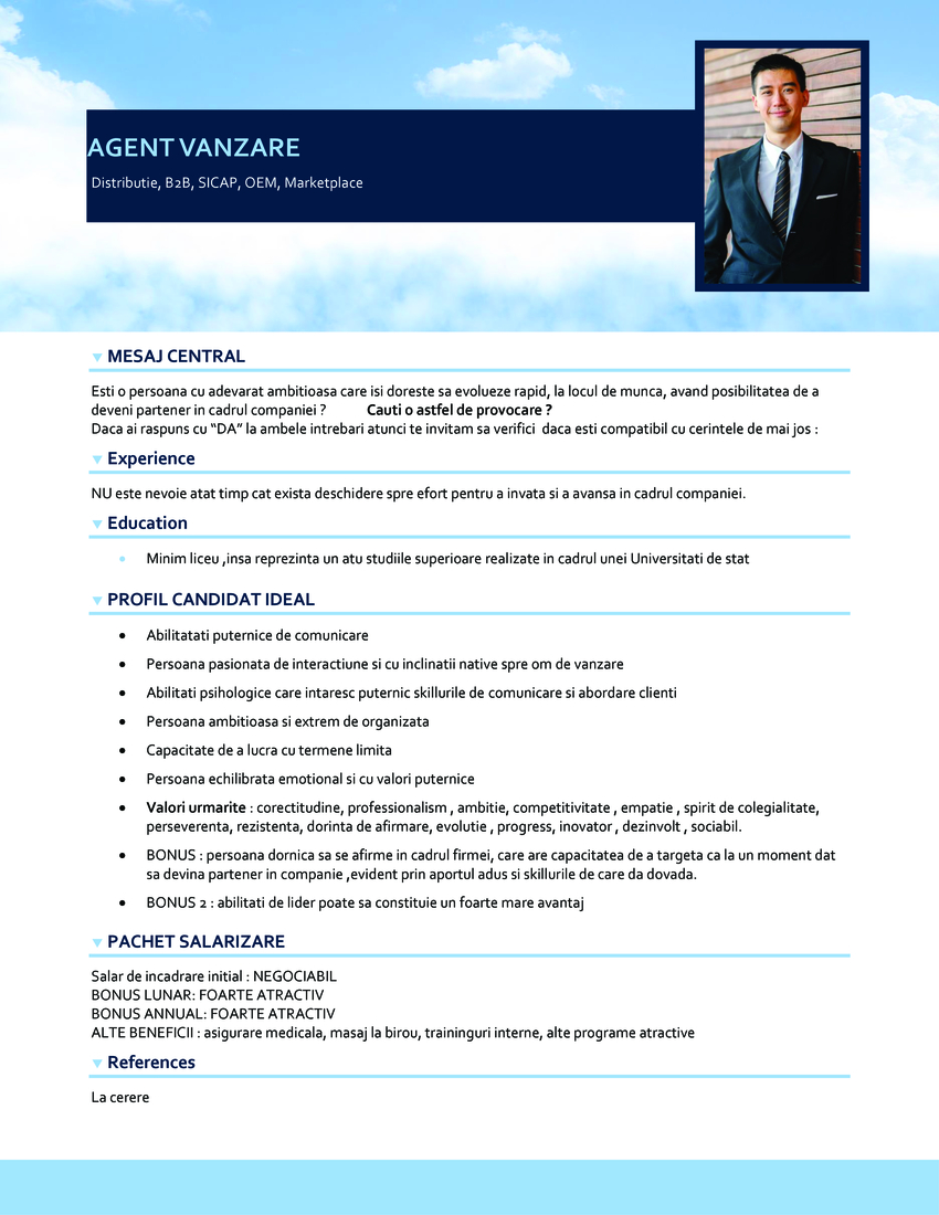 Agent de vanzari, Sky Group Aplica pe eJobs!