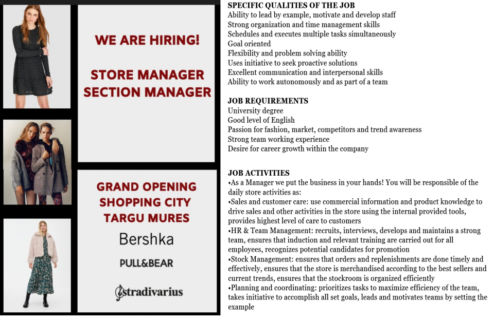 Store Manager Department Manager New Opening Bershka