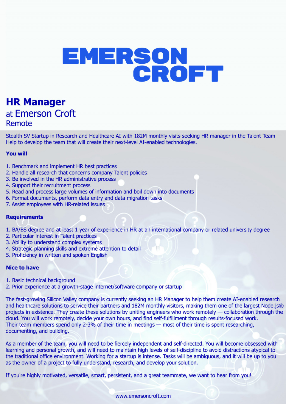 Hr Manager Emerson Croft Aplica Pe Ejobs