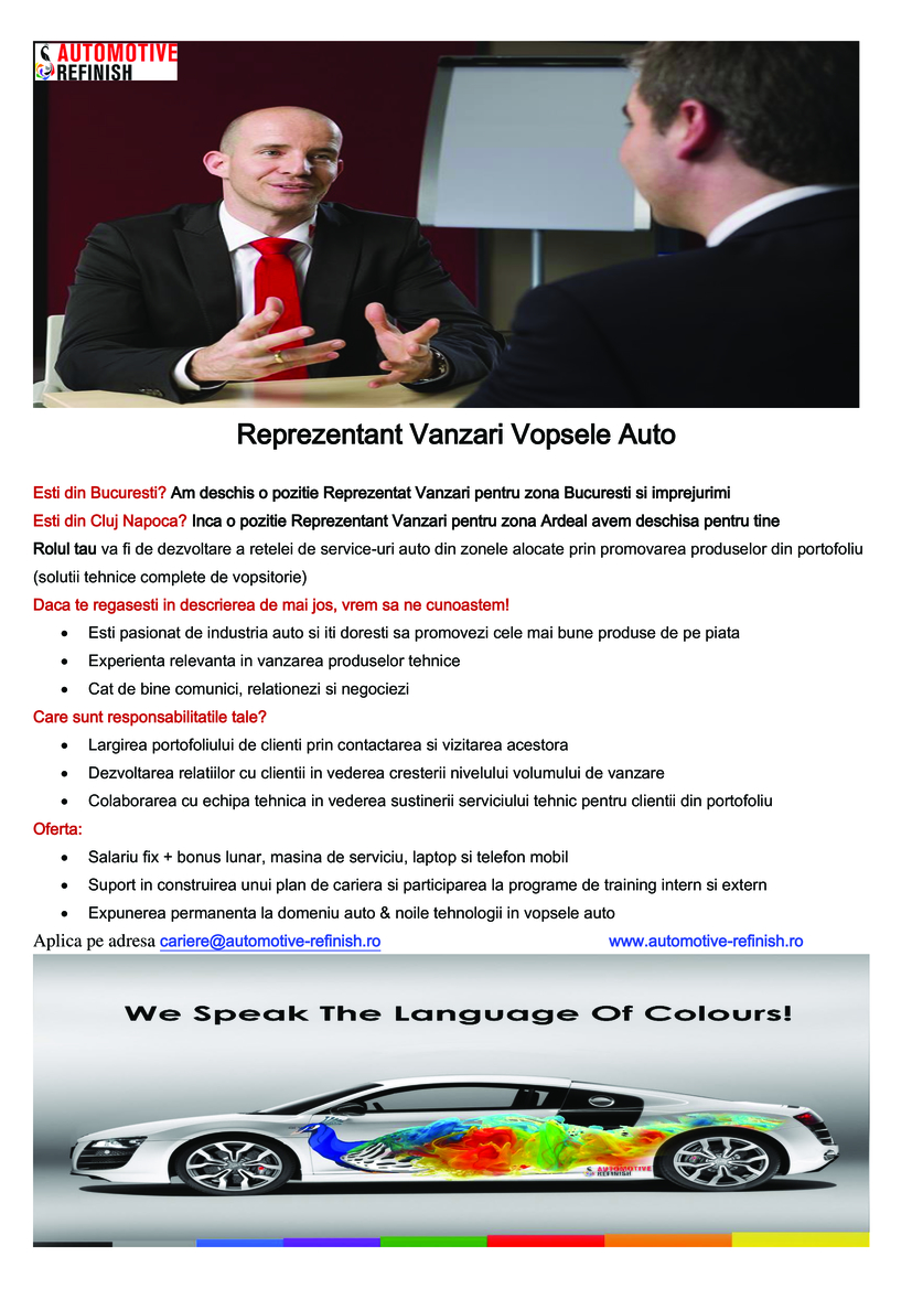 Reprezentant Vanzari Vopsele Auto, Automotive Refinish Distribution S.R