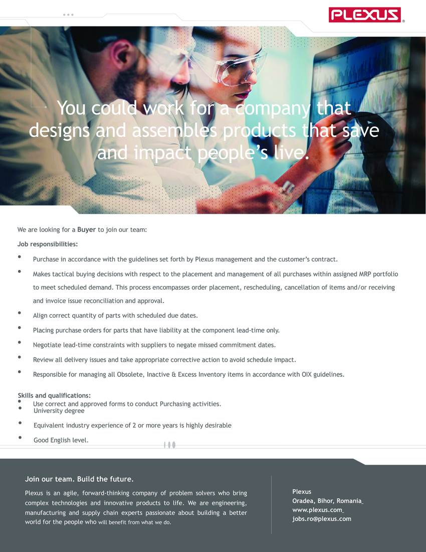 Buyer SC Plexus Services RO SRL Aplica Pe EJobs 