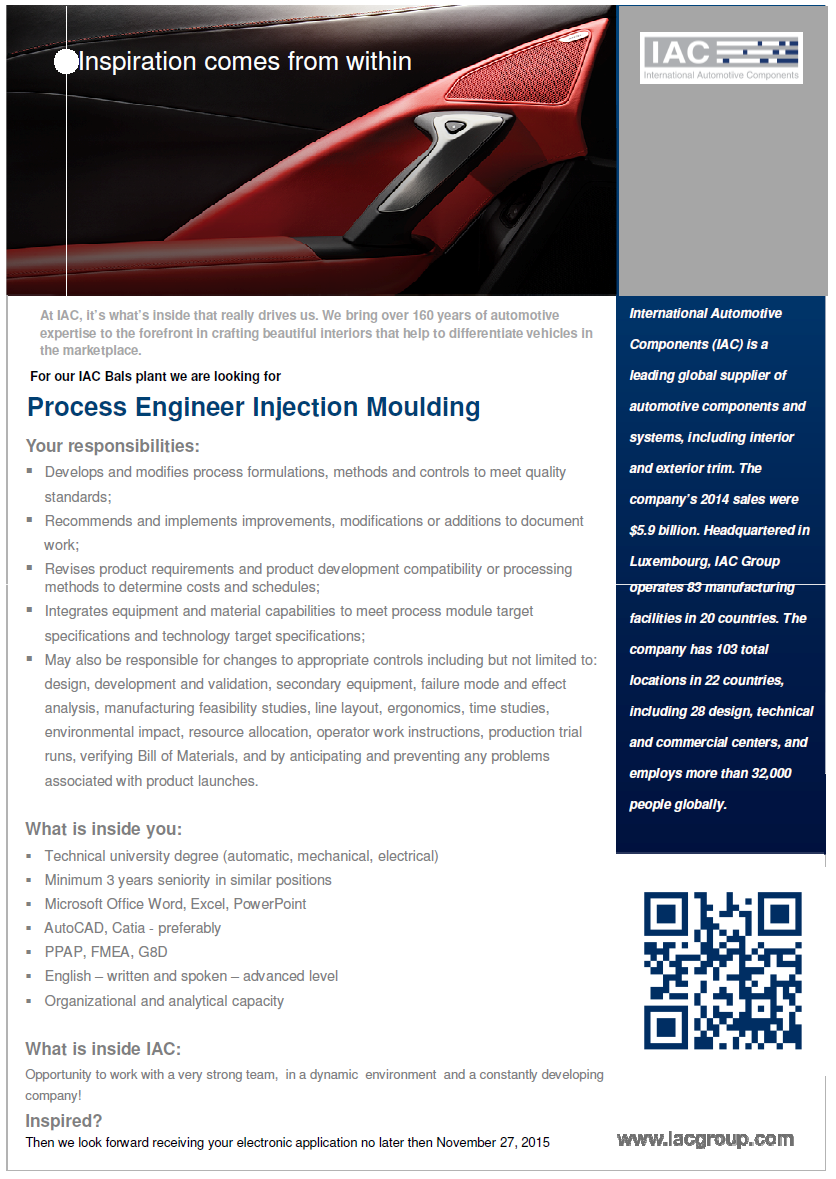 Injection Moulding Process Engineer Resume October 2021