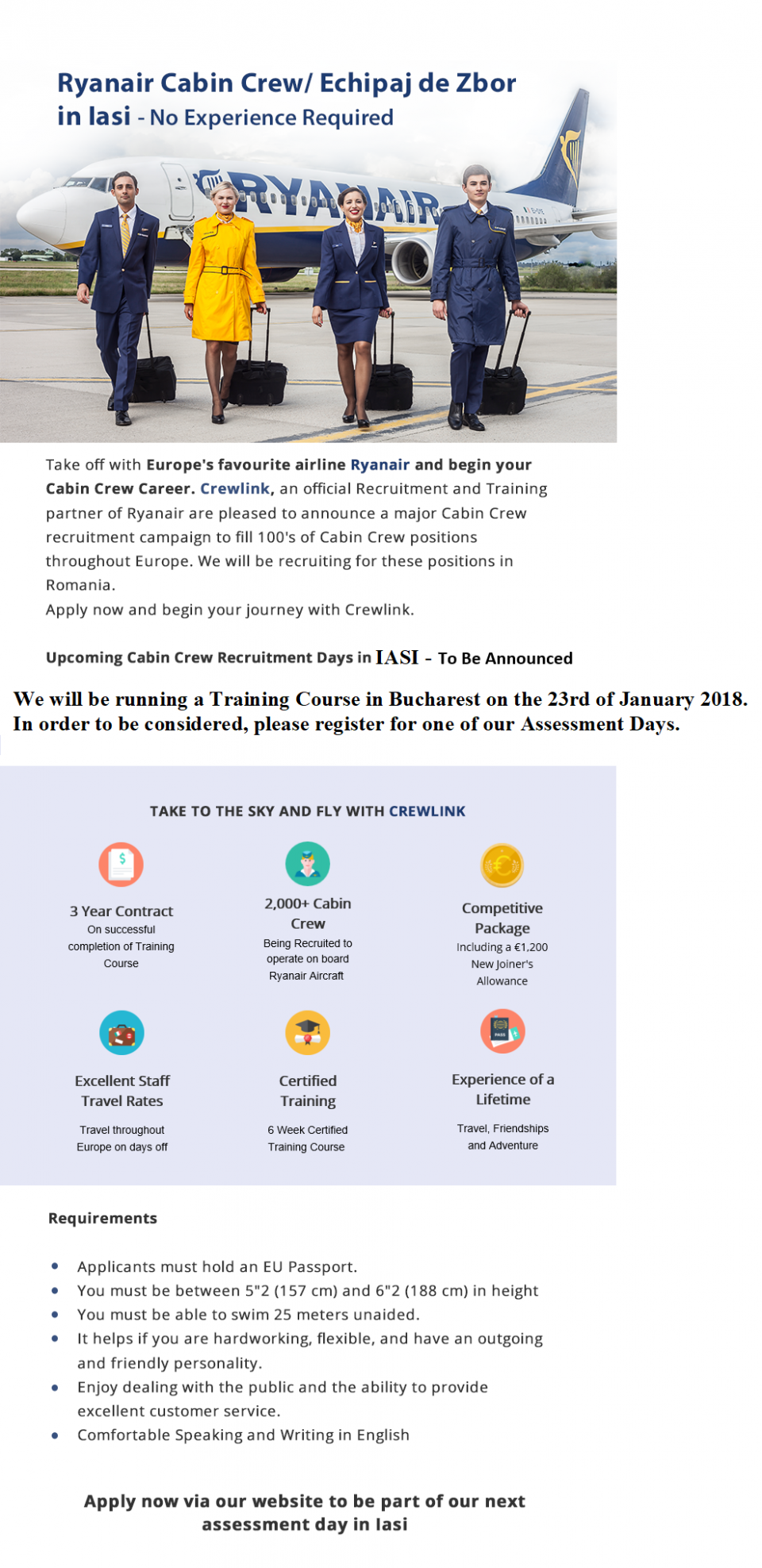 Ryanair Cabin Crew - No Experience Required - IASI ...